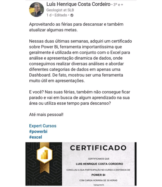 Certificado Luís PowerBI