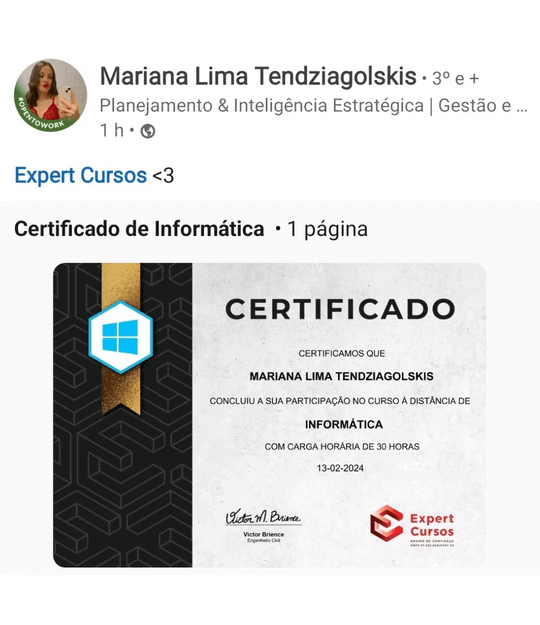 Certificado Mariana Informática