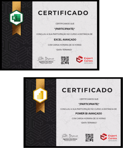 Expert Cursos Certificado Excel e PowerBI